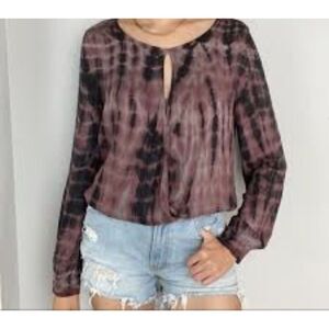 Young Fabulous & Broke Womens Small Jayden Tunic Purple Tie Dye Elastic Waist